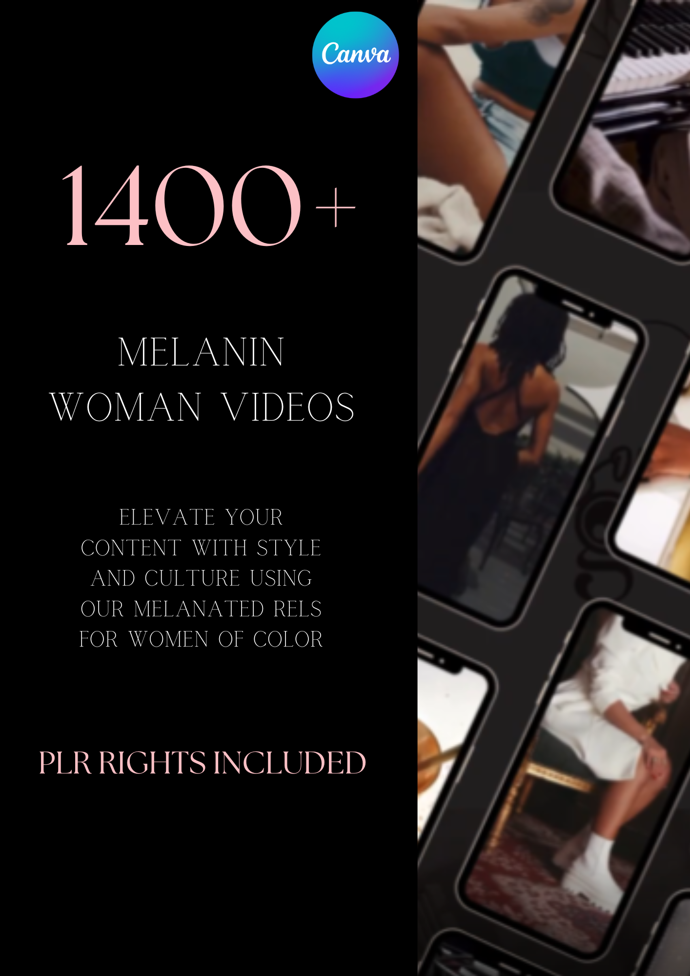 1000 + Melanin Reels for Melanated Women Content Creators + BONUSES